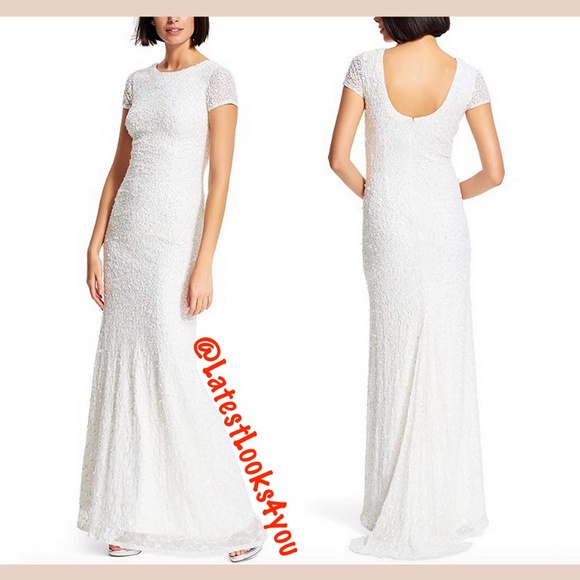 Adrianna Papell Dresses & Skirts - New Adrianna Papell sequin scoop back gown ivory 10